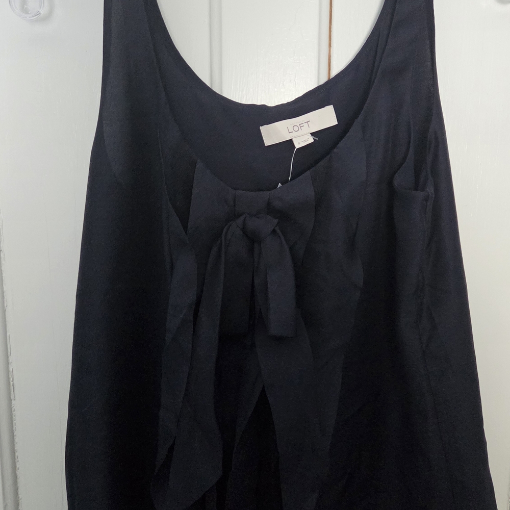 LOFT Black Sleeveless Blouse with Bow